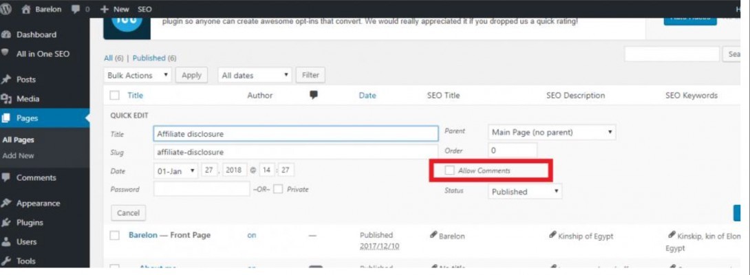 Tip 31 : allow-disallow comments on WP pages-posts