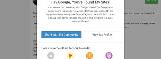 "Your website has been indexed by Google"