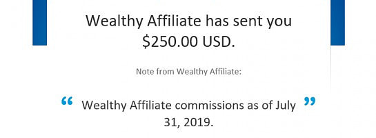 Wealthy Affiliate Has Sent You $250.00 USD!