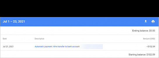 My first payment $102.09 from Google Adsense