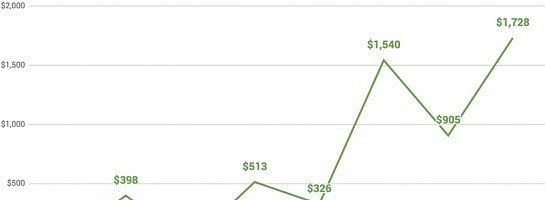 Affiliate income progress after 8 months ($1728 in July)