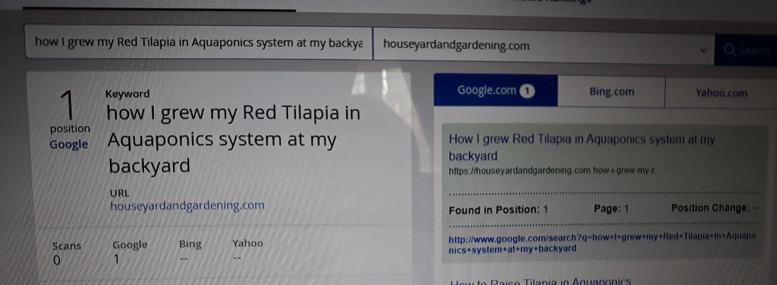 I got 2 contents been Indexed in Google and the latest is on page 1, position 1 in Google