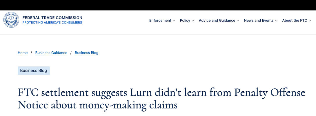 Lurn, Inc. Settlement of FTC Deception Case