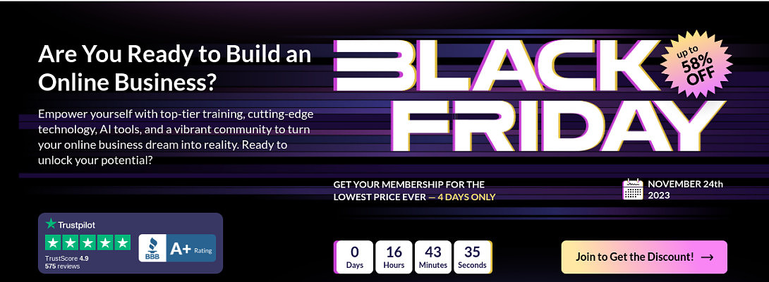 Dont miss out! on the Black Friday deal at Wealthy Affiliate