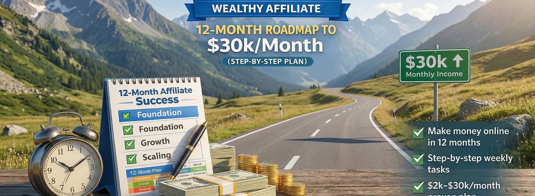 “Wealthy Affiliate 12-Month Roadmap: From $0 to $30k/Month Step by Step”