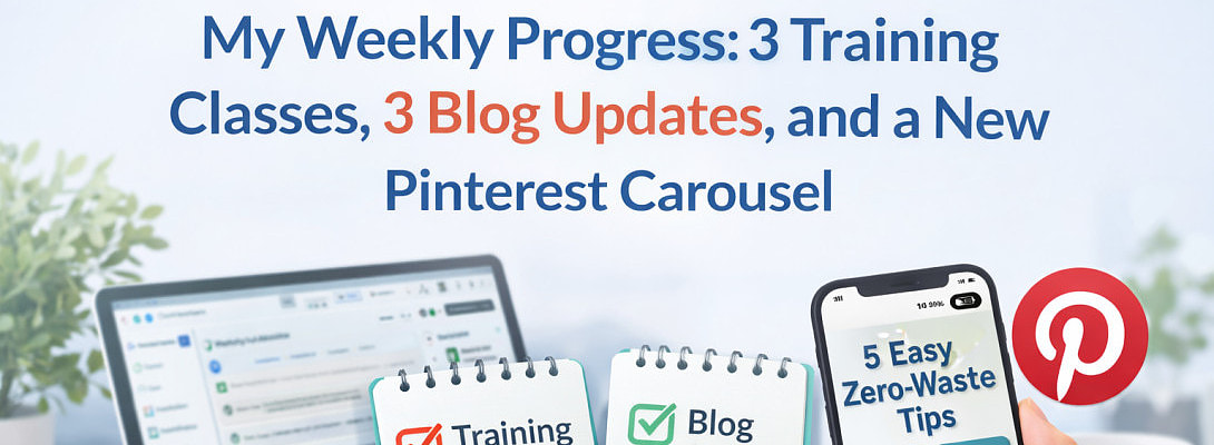 My Weekly Progress: 3 Training Classes, 3 Blog Updates, and a New Pinterest Carousel