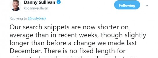 Google has back-pedalled on the length of search snippets