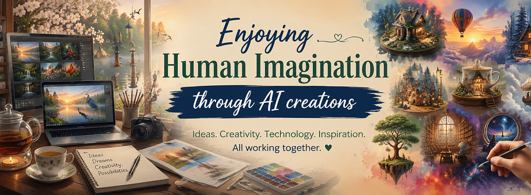 Enjoying Human Imagination through AI creations