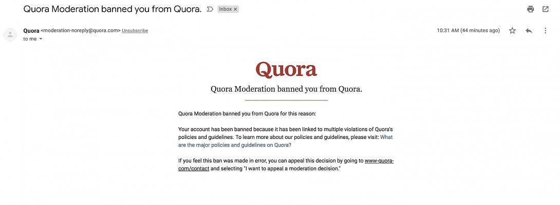 I Got Banned From Quora - 3 Lessons Learned
