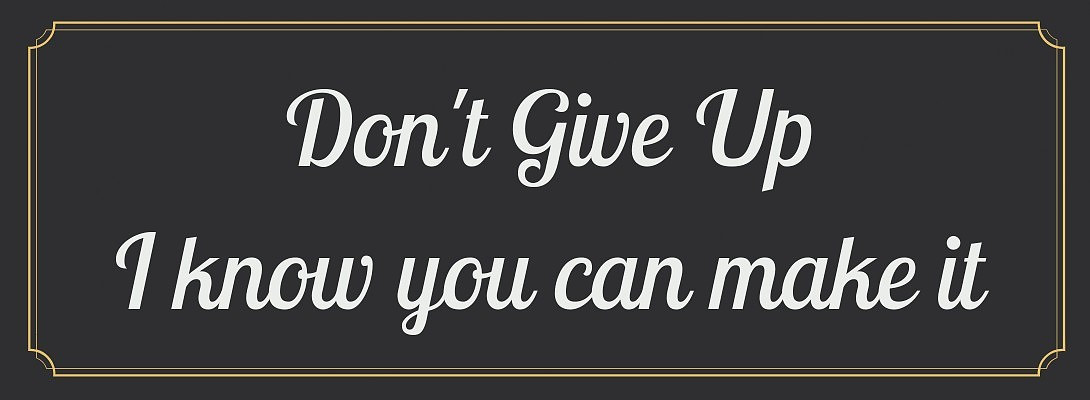 Don't Give Up I know YOU can make it