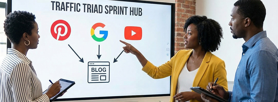 Traffic Triad Sprint Hub: Index (Pinterest + SEO + YouTube + Blog)