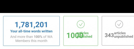 1000 Articles Published! (Plus A Little Update On My Progress)