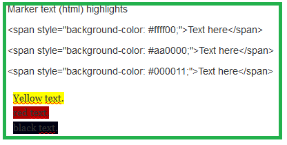 highlighting text -addition - Cool free html codes for beginners